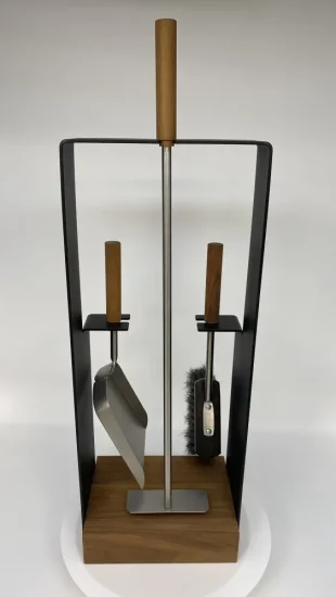 Krbové nářadí Lienbacher 21.02.959.2, stojan černý lak, nástroje broušená nerez ocel, rukojeti a podstavec ořech