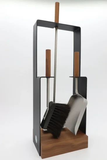 Krbové nářadí Lienbacher 21.02.959.2, stojan černý lak, nástroje broušená nerez ocel, rukojeti a podstavec ořech