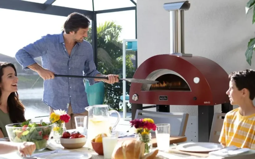 Domácí pizza pec Alfa Forni 2 PIZZE Hybrid LPG, antik červená