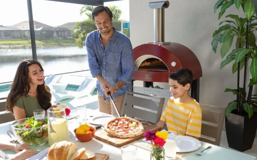 Domácí pizza pec Alfa Forni 2 PIZZE Hybrid LPG, antik červená