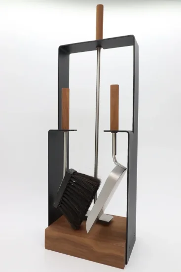 Krbové nářadí Lienbacher 21.02.959.2, stojan černý lak, nástroje broušená nerez ocel, rukojeti a podstavec ořech