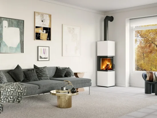 Designový akumulační krb Romotop Harmony - keramika, interiér
