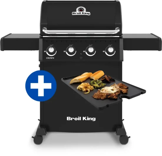 Plynový gril Broil King Crown 410 Shadow, akční set s litinovou deskou