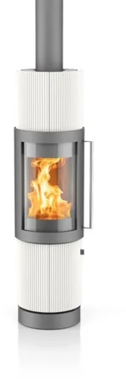 Krbová kamna Hase Elvas, silvergrey ceramic fan pattern texture, alabaster Krbová kamna Hase Elvas, silvergrey ceramic fan pattern texture, alabaster