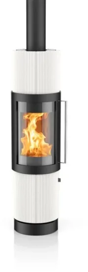 Krbová kamna Hase Elvas, black ceramic fan pattern texture, alabaster Krbová kamna Hase Elvas, black ceramic fan pattern texture, alabaster