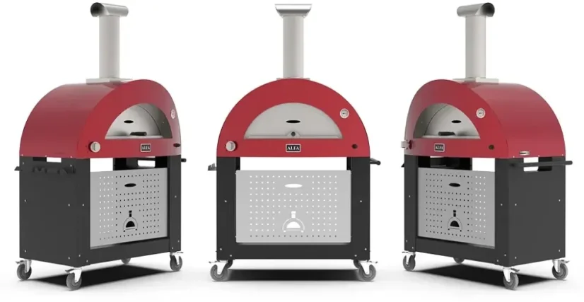 Domácí pizza pec Alfa Forni 3 PIZZE Hybrid LPG, antik červená