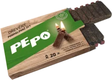 PEPO, dřevěný podpalovač 2v1, 20 podpalů FSC