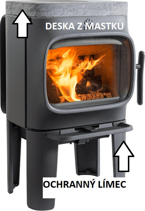 Krbová kamna Jotul F 105 R LL, mastková deska, límec