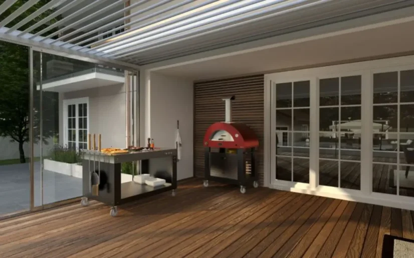 Domácí pizza pec Alfa Forni 3 PIZZE Hybrid LPG, antik červená