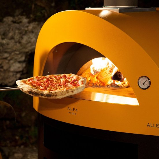 Alfa Forni domácí pizza pec na dřevo, 5 PIZZE wood, žlutá