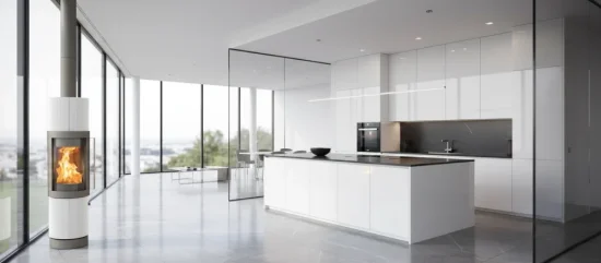 Krbová kamna Hase Elvas, titan, ceramic fan pattern texture, interier Krbová kamna Hase Elvas, titan, ceramic fan pattern texture, interier