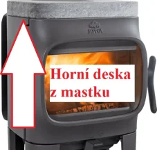 Jotul F 105 R B BP, F 105 R LL BP, mastková deska horní, horní vývod, černý lak