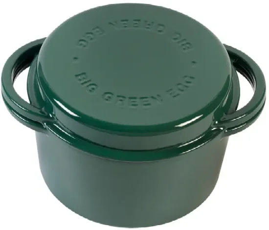 Big Green Egg, smaltovaný litinový pekáč, kulatý