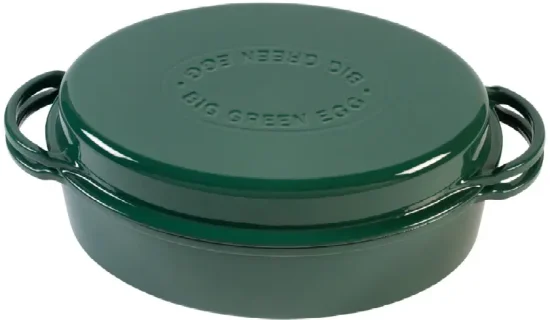 Big Green Egg, smaltovaný litinový pekáč, oválný