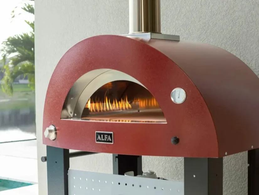 Domácí pizza pec Alfa Forni 2 PIZZE Hybrid LPG, antik červená