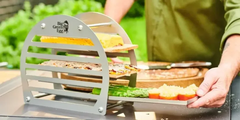 Big Green Egg, nerezový stojan na uzení
