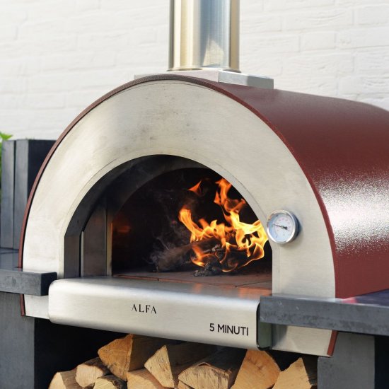 Alfa Forni domácí pizza pec na dřevo, 5 MINUTI, měděná
