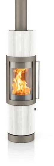 Krbová kamna Hase Elvas, titan ceramic fan pattern texture, alabaster Krbová kamna Hase Elvas, titan ceramic fan pattern texture, alabaster